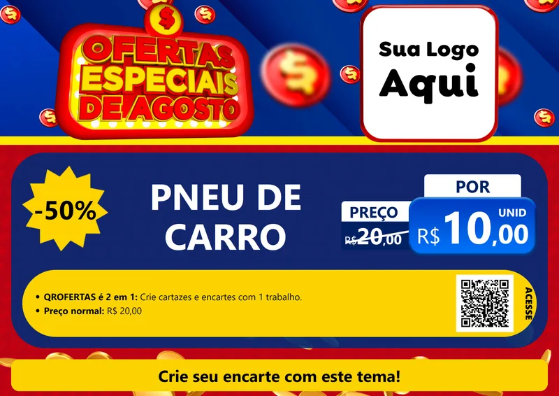 Modelo de Cartaz para Cartaz A4 Horizontal com o tema Ofertas Especiais de Agosto para Auto peças