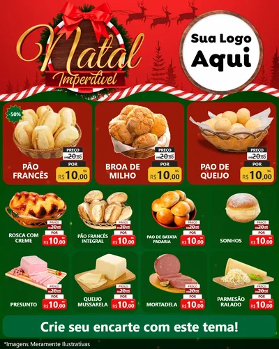 Modelo de Rede Social para Feed Instagram com o tema Natal Imperdível para Padaria