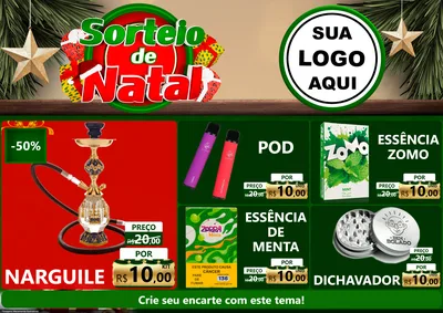 Modelo de Encarte para Encarte A4 Horizontal com o tema Sorteio de Natal para Tabacaria