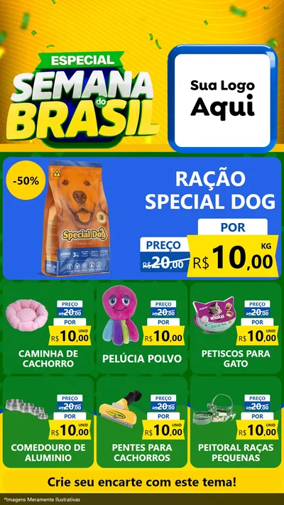 Modelo de Rede Social para Stories com o tema Especial Semana do Brasil para Pet Shop