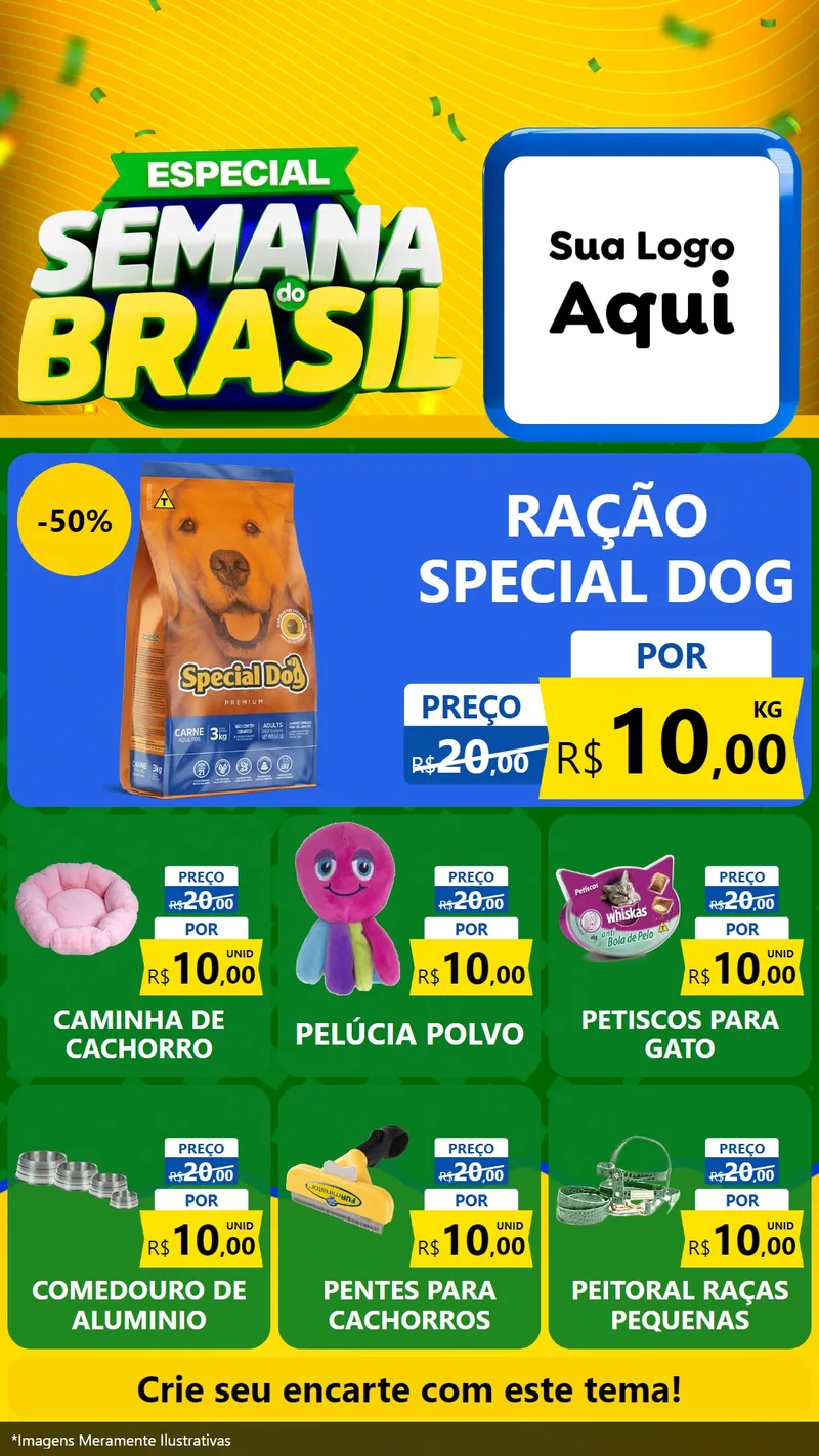 Modelo de Rede Social para Stories com o tema Especial Semana do Brasil para Pet Shop