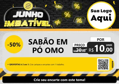 Modelo de Cartaz para Cartaz A4 Horizontal com o tema Junho Imbatível para Produtos de Limpeza