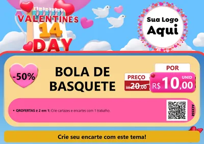 Modelo de Cartaz para Cartaz A4 Horizontal com o tema Valentine's Day para Artigos Esportivos