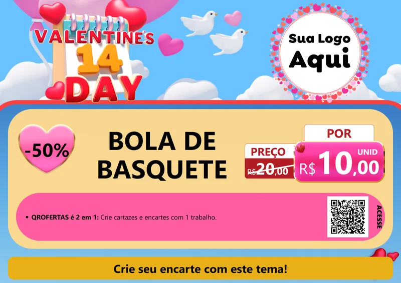 Modelo de Cartaz para Cartaz A4 Horizontal com o tema Valentine's Day para Artigos Esportivos