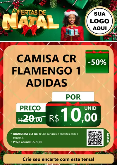 Modelo de Cartaz para Cartaz A4 Vertical com o tema Ofertas de Natal para Roupas e acessórios