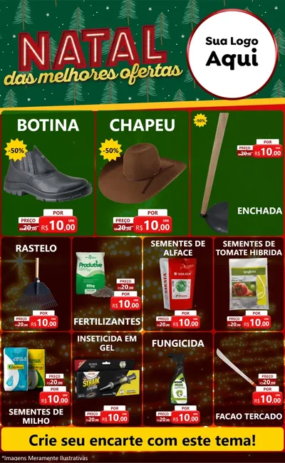 Modelo de Encarte para Encarte Grande com o tema Natal das Melhores Ofertas para Agropecuária