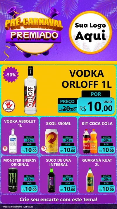 Modelo de Rede Social para Stories com o tema Pré-Carnaval Premiado para Distribuidora de bebidas