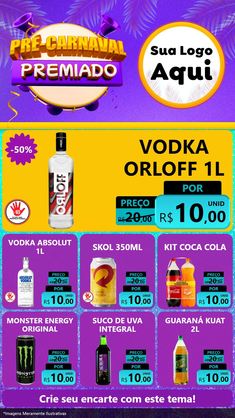 Modelo de Rede Social para Stories com o tema Pré-Carnaval Premiado para Distribuidora de bebidas