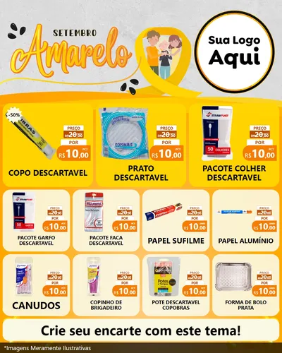 Modelo de Rede Social para Feed Instagram com o tema Setembro Amarelo para Embalagens