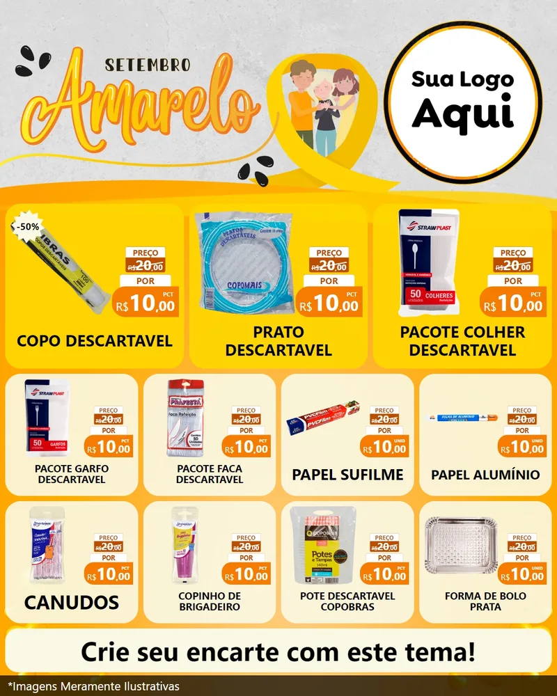 Modelo de Rede Social para Feed Instagram com o tema Setembro Amarelo para Embalagens