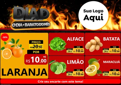 Modelo de Encarte para Encarte A4 Horizontal com o tema Dia D, O Dia Mais Barato Do Mês para Hortifrúti