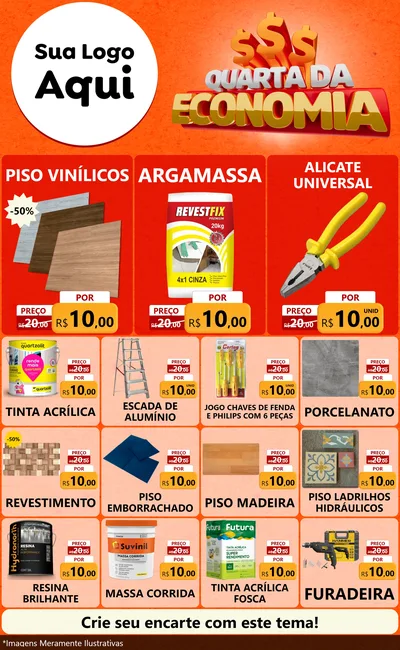 Modelo de Encarte para Encarte Grande com o tema Quarta da Economia para Material para Construção