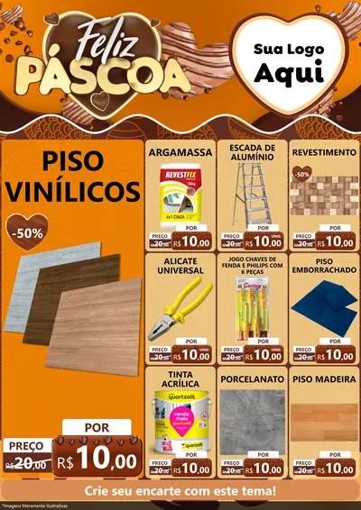 Modelo de Encarte para Encarte A4 Vertical com o tema Feliz Páscoa para Material para Construção