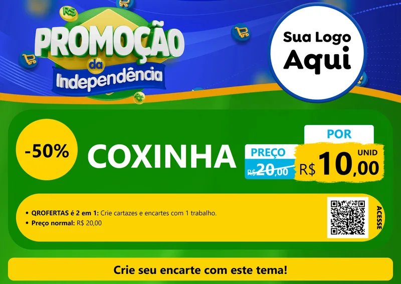 Modelo de Cartaz para Cartaz A4 Horizontal com o tema Promoção da Independência para Salgadaria