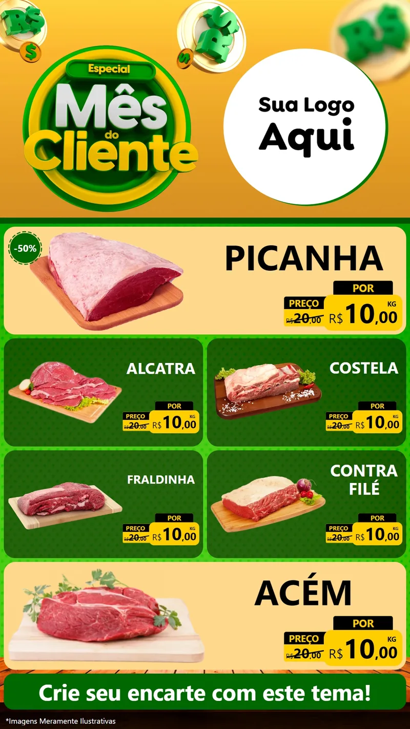 Modelo de TV para TV Vertical com o tema Especial Mês do Cliente para Açougue