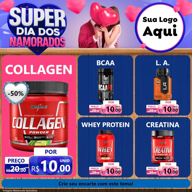 Modelo de Rede Social para Feed Facebook com o tema Super Dia dos Namorados para Suplementos alimentares