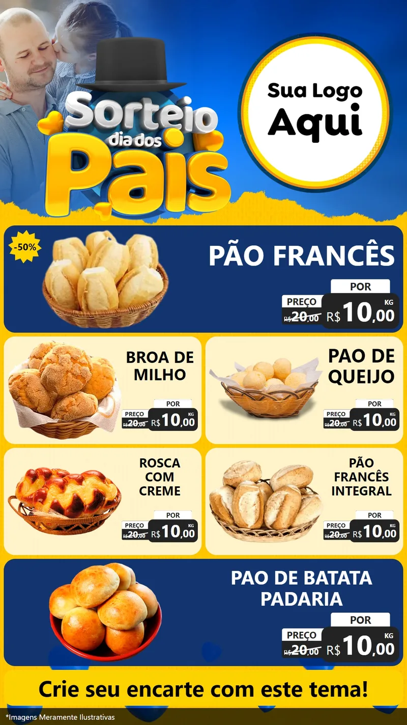 Modelo de TV para TV Vertical com o tema Sorteio Dia Dos Pais para Padaria