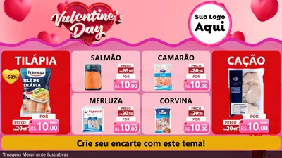 Modelo de TV para TV Horizontal com o tema Valentine's Day para Peixaria