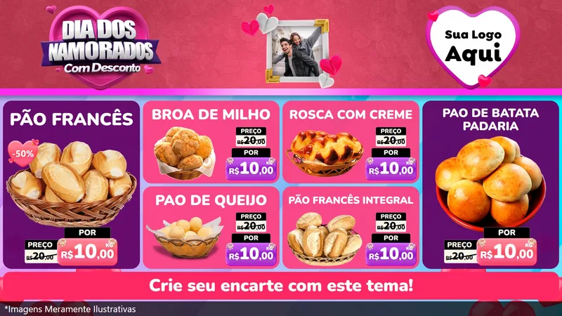 Modelo de TV para TV Horizontal com o tema Dia Dos Namorados Com Desconto para Padaria