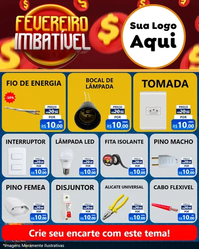 Modelo de Rede Social para Feed Instagram com o tema Fevereiro Imbatível para Materiais Elétricos