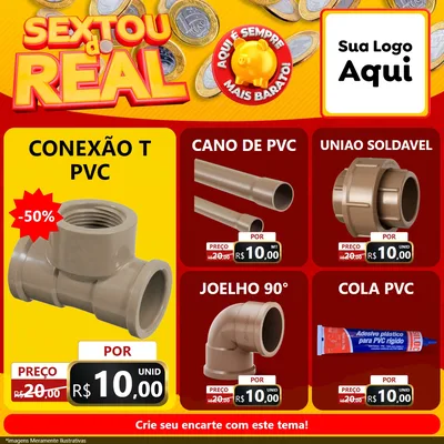 Modelo de Rede Social para Feed Facebook com o tema Sextou do Real para Tubos e conexões