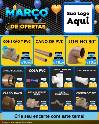 Modelo de Rede Social para Feed Instagram com o tema Março de Ofertas para Tubos e conexões