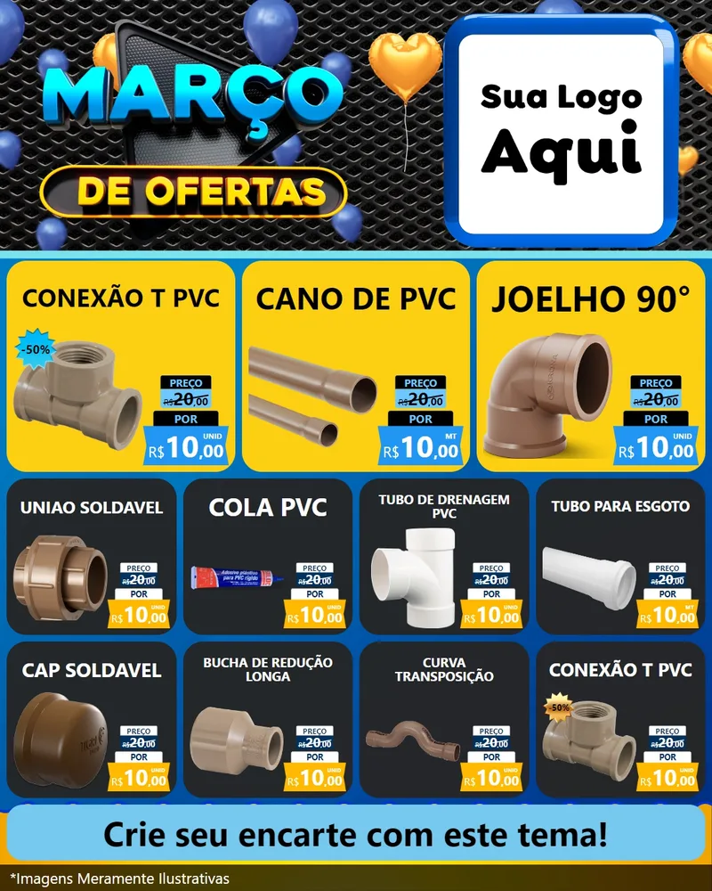 Modelo de Rede Social para Feed Instagram com o tema Março de Ofertas para Tubos e conexões