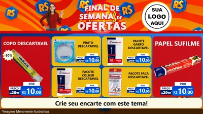 Modelo de TV para TV Horizontal com o tema Final de Semana de Ofertas para Embalagens