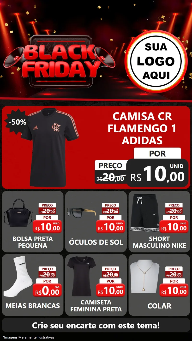 Modelo de Rede Social para Stories com o tema Black Friday para Roupas e acessórios
