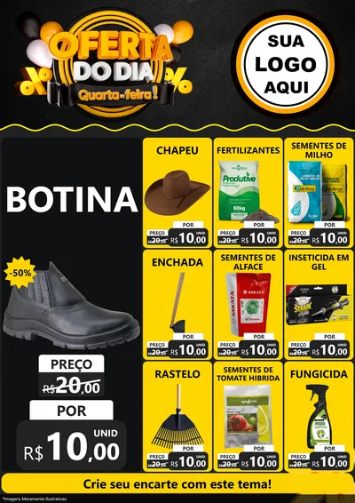Modelo de Encarte para Encarte A4 Vertical com o tema Oferta do Dia - Quarta Feira! para Agropecuária