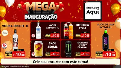 Modelo de TV para TV Horizontal com o tema Mega Inauguração para Distribuidora de bebidas