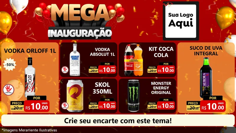 Modelo de TV para TV Horizontal com o tema Mega Inauguração para Distribuidora de bebidas