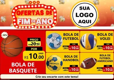 Modelo de Encarte para Encarte A4 Horizontal com o tema Ofertas de Fim de Ano para Artigos Esportivos