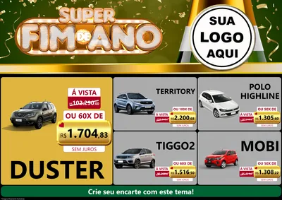 Modelo de Encarte para Encarte A4 Horizontal com o tema Super Fim de Ano para Concessionaria de Carros