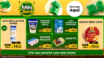 Modelo de TV para TV Horizontal com o tema Especial Mês do Cliente para Frios e Laticínios