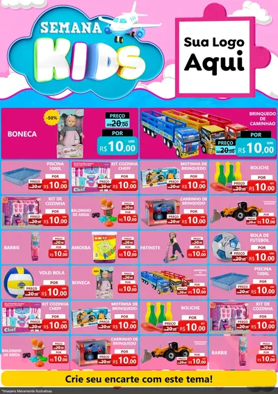 Modelo de Encarte para Encarte A4 Vertical com o tema Semana Kids para Brinquedos