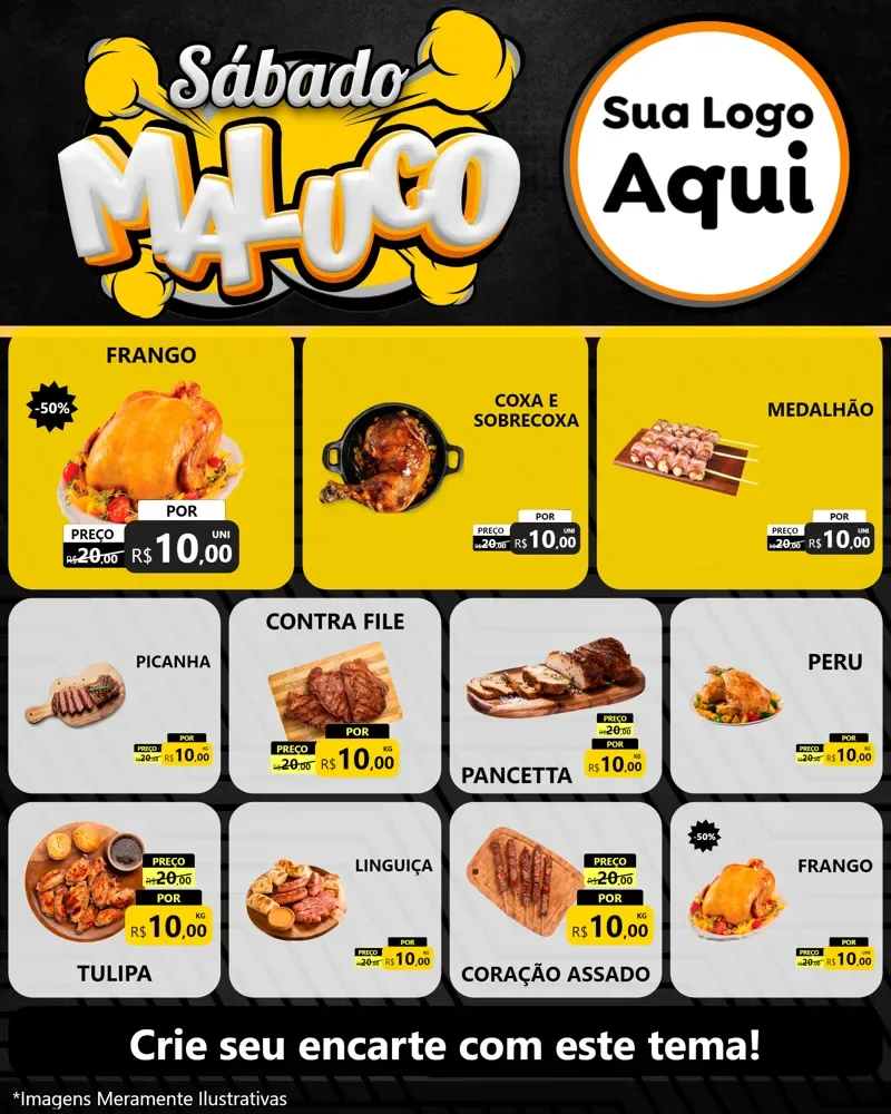 Modelo de Rede Social para Feed Instagram com o tema Sábado Maluco para Assados
