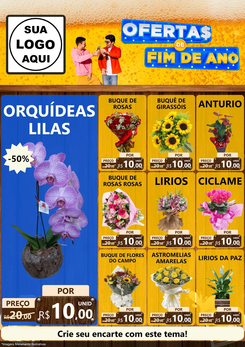 Modelo de Encarte para Encarte A4 Vertical com o tema Ofertas de Fim de Ano para Floricultura e jardim
