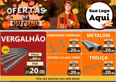 Modelo de Encarte para Encarte A4 Horizontal com o tema Ofertas de Outono para Ferragens
