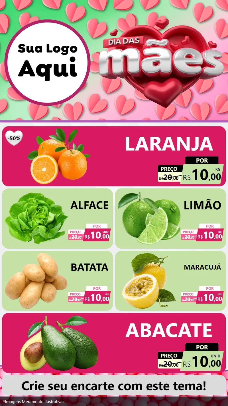 Modelo de TV para TV Vertical com o tema Dia das Mães para Hortifrúti
