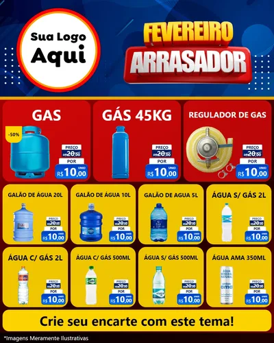 Modelo de Rede Social para Feed Instagram com o tema Fevereiro Arrasador para Água e gás