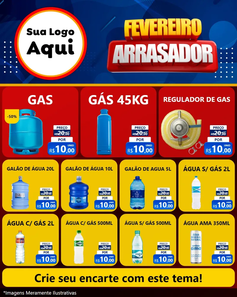 Modelo de Rede Social para Feed Instagram com o tema Fevereiro Arrasador para Água e gás