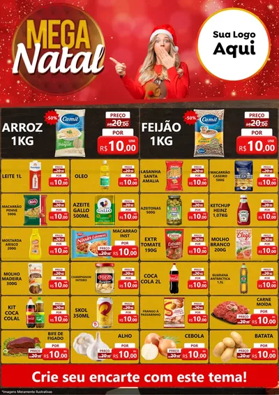 Modelo de Encarte para Encarte A4 Vertical com o tema Mega Natal para Supermercado