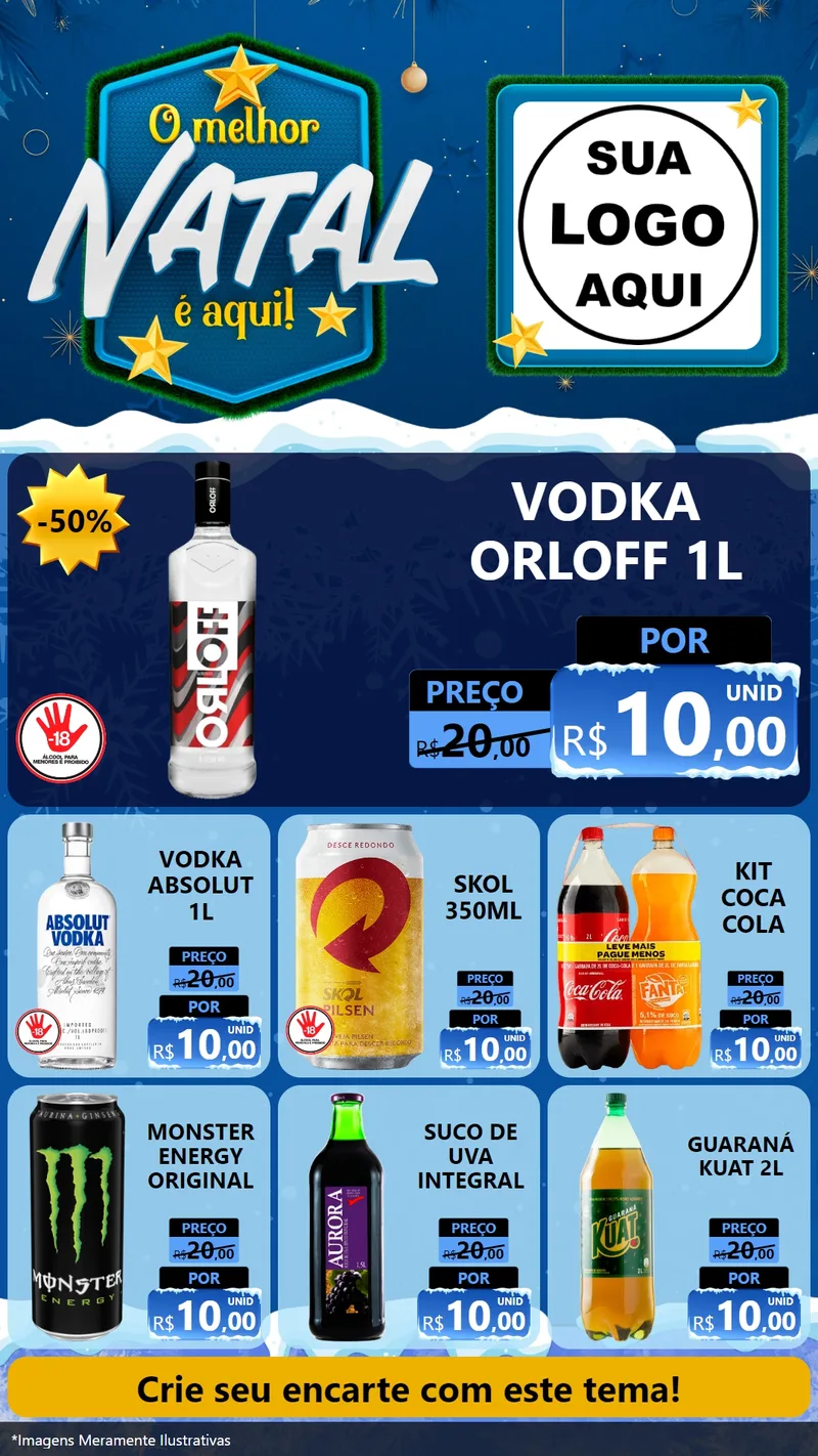 Modelo de Rede Social para Stories com o tema O Melhor Natal É Aqui! para Distribuidora de bebidas