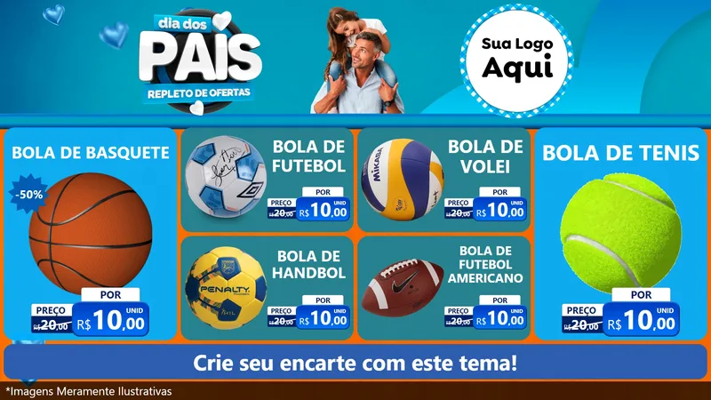 Modelo de TV para TV Horizontal com o tema Dia Dos Pais Repleto de Ofertas para Artigos Esportivos