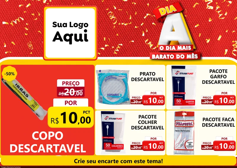 Modelo de Encarte para Encarte A4 Horizontal com o tema Dia A o Dia Mais Barato do Mês para Embalagens