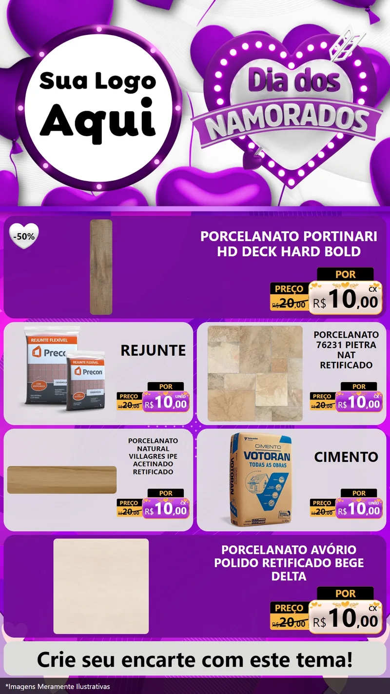 Modelo de TV para TV Vertical com o tema Dia dos Namorados para Pisos e revestimentos