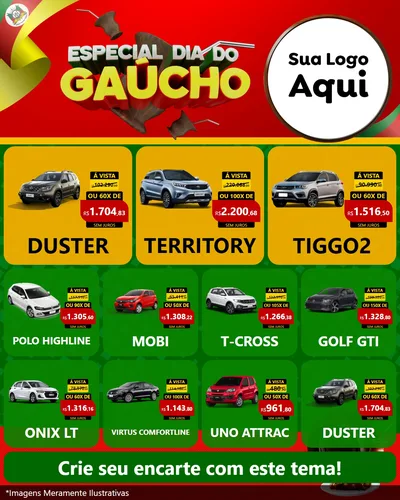 Modelo de Rede Social para Feed Instagram com o tema Especial Dia do Gaúcho para Concessionaria de Carros