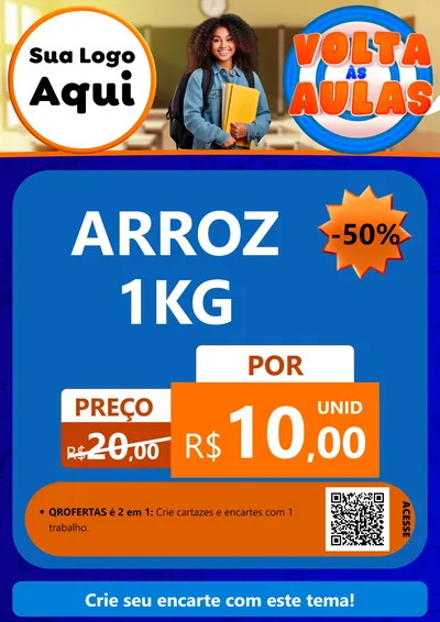 Modelo de Cartaz para Cartaz A4 Vertical com o tema Volta Às Aulas para Supermercado