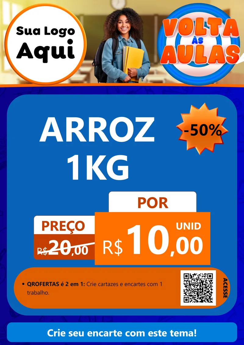Modelo de Cartaz para Cartaz A4 Vertical com o tema Volta Às Aulas para Supermercado